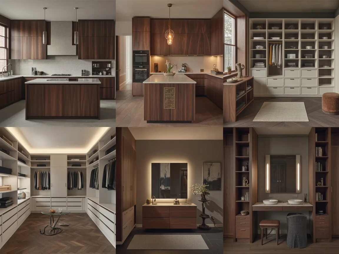 Custom home office built-in millwork walnut NYC apartment