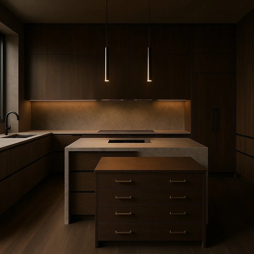 Custom dark walnut kitchen cabinetry NYC