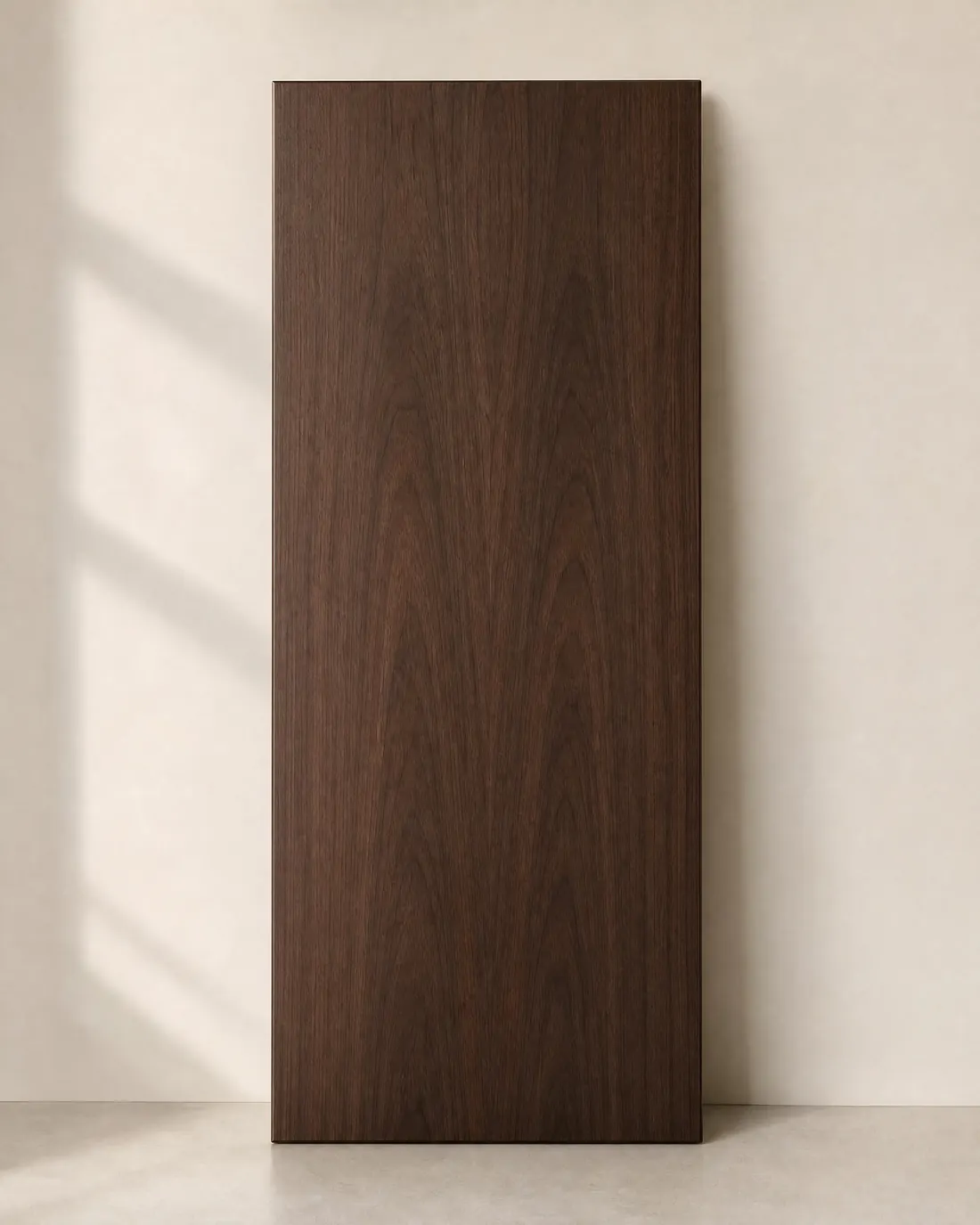 Flat slab door in stained walnut veneer